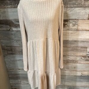 Super Soft Elegant Cream Long Sleeve Dress